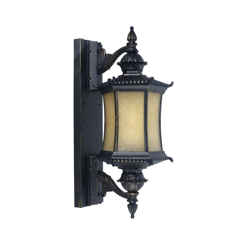 Platteland lantaarn wandlamp schans 1-kops matglazen wandlamp zwart voor tuin Clearhalo