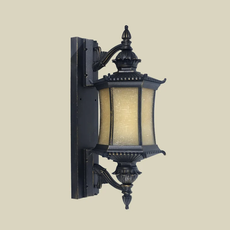 Platteland lantaarn wandlamp schans 1-kops matglazen wandlamp zwart voor tuin Clearhalo