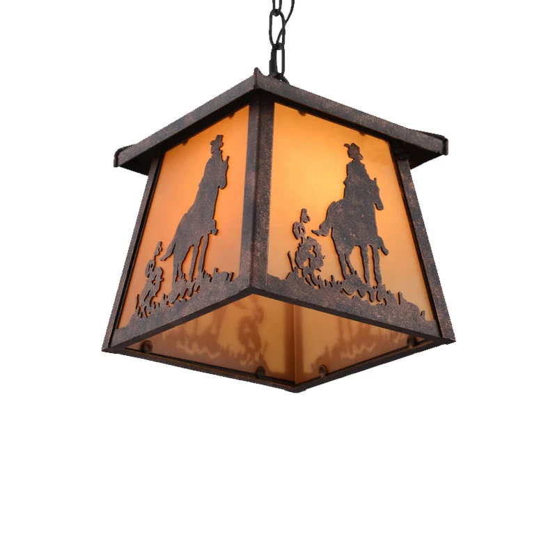 Plattelandshuisvormige hanglamp 1 lichtmetalen hangende lamp roest Clearhalo