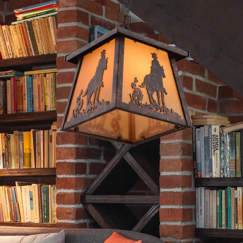 Plattelandshuisvormige hanglamp 1 lichtmetalen hangende lamp roest Clearhalo