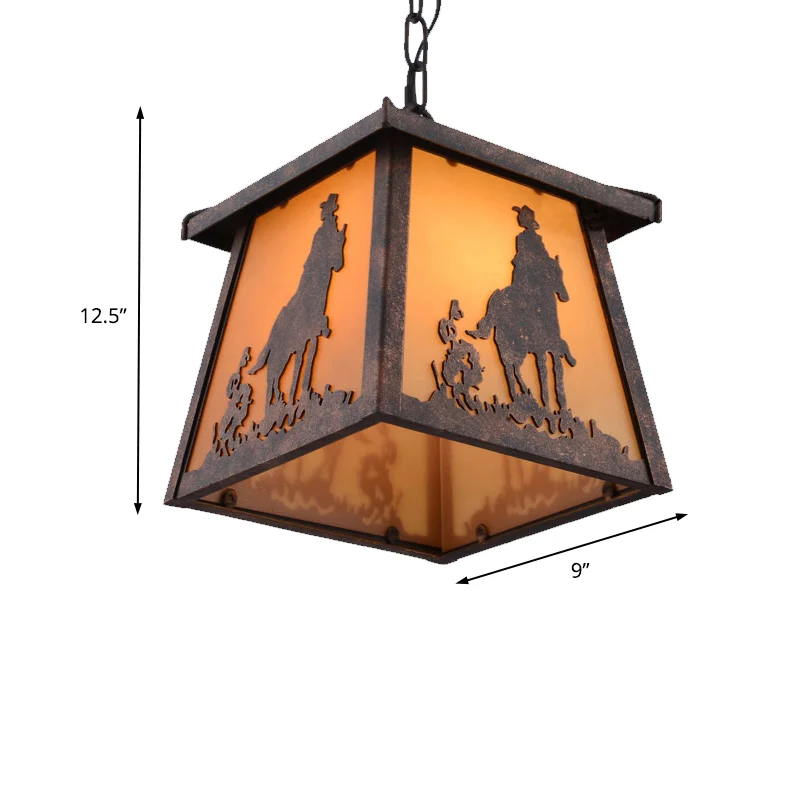 Plattelandshuisvormige hanglamp 1 lichtmetalen hangende lamp roest Clearhalo