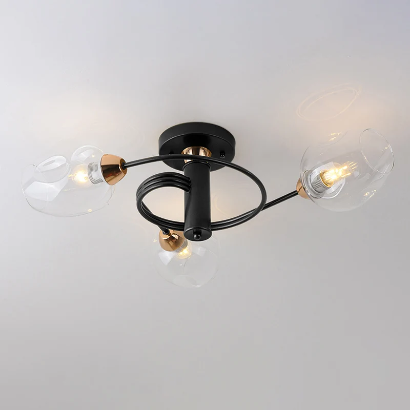 Postmodern plafondinbouwspiraalvormig semi-inbouwlicht met ingedeukte glazen kap voor slaapkamer Clearhalo