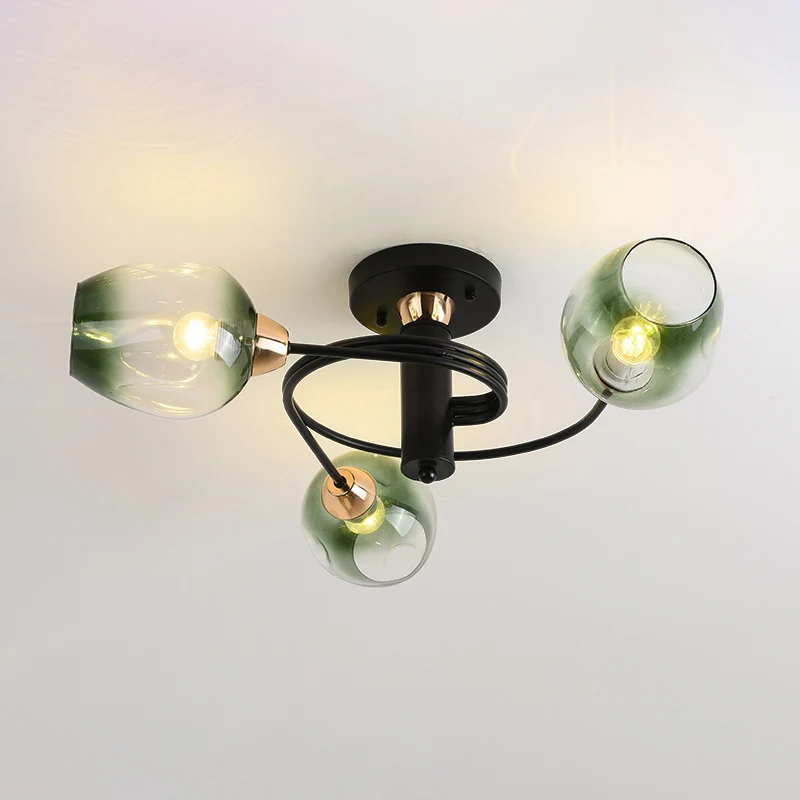 Postmodern plafondinbouwspiraalvormig semi-inbouwlicht met ingedeukte glazen kap voor slaapkamer Clearhalo
