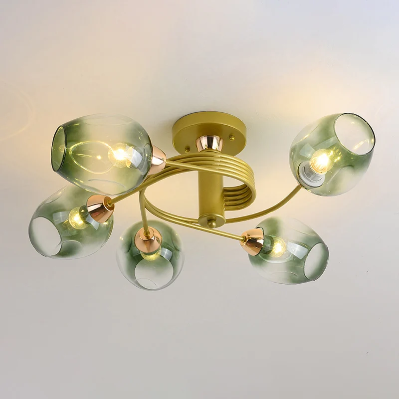 Postmodern plafondinbouwspiraalvormig semi-inbouwlicht met ingedeukte glazen kap voor slaapkamer Clearhalo