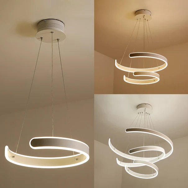 Postmoderne 1/2/3-lichts LED-hanglamp met acrylkap Bruin/witte ringkroonluchterhanger warm/wit/natuurlijk licht Clearhalo