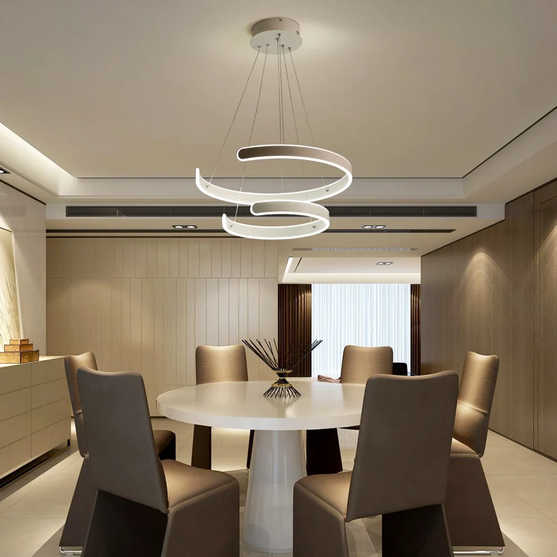 Postmoderne 1/2/3-lichts LED-hanglamp met acrylkap Bruin/witte ringkroonluchterhanger warm/wit/natuurlijk licht Clearhalo