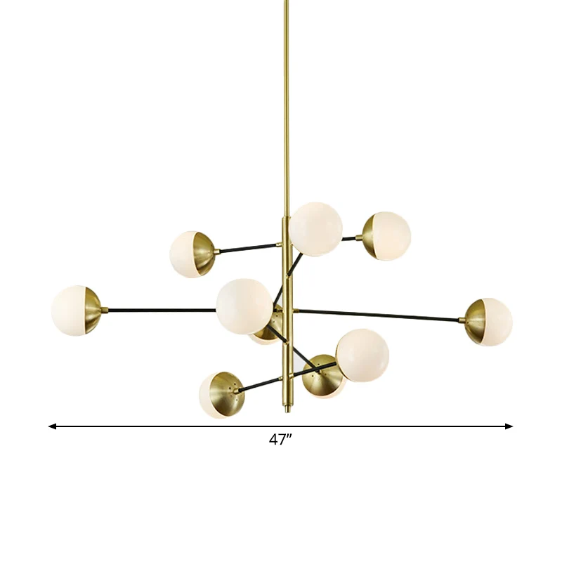 Postmoderne 5-laags kroonluchter ivoor bolglas 10-lichts eetkamer hangende hanglamp goud Clearhalo