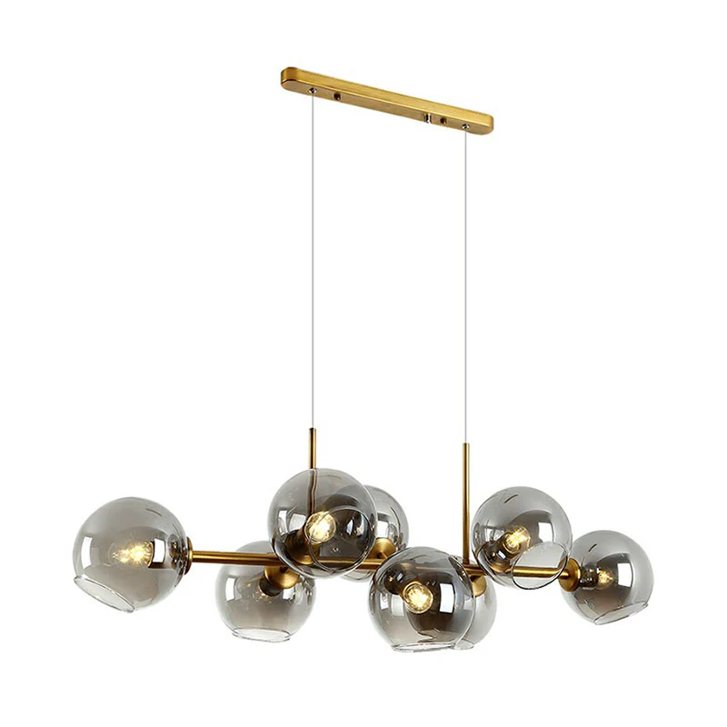 Postmoderne 8-koppige eilandhangende mondiale hanglamp met glazen kap voor eetkamer Clearhalo