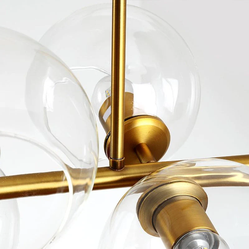 Postmoderne 8-koppige eilandhangende mondiale hanglamp met glazen kap voor eetkamer Clearhalo