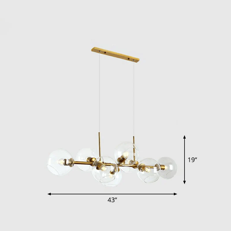 Postmoderne 8-koppige eilandhangende mondiale hanglamp met glazen kap voor eetkamer Clearhalo