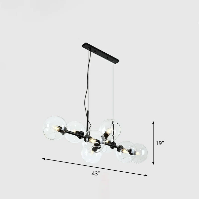 Postmoderne 8-koppige eilandhangende mondiale hanglamp met glazen kap voor eetkamer Clearhalo