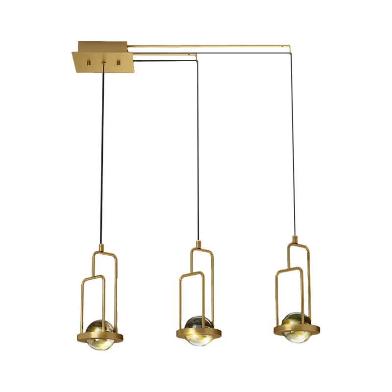 Postmoderne Ball LED meerdere hanglamp kristal 3-lichts eetkamer frame slingerlamp goud Clearhalo