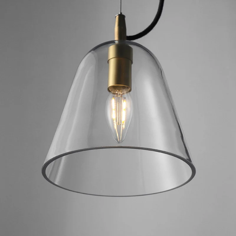 Postmoderne Bell hanglamp helder glas 1 kop badkamer hanglampset messing Clearhalo