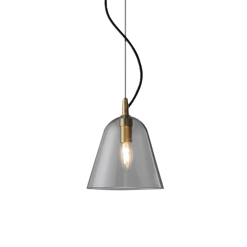 Postmoderne Bell hanglamp helder glas 1 kop badkamer hanglampset messing Clearhalo