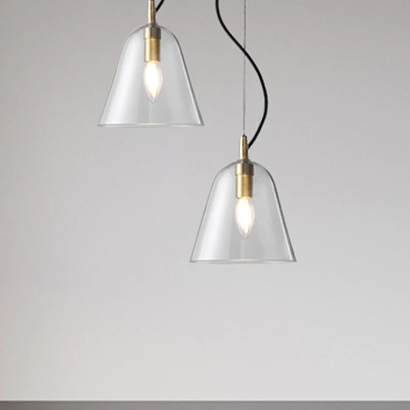 Postmoderne Bell hanglamp helder glas 1 kop badkamer hanglampset messing Clearhalo