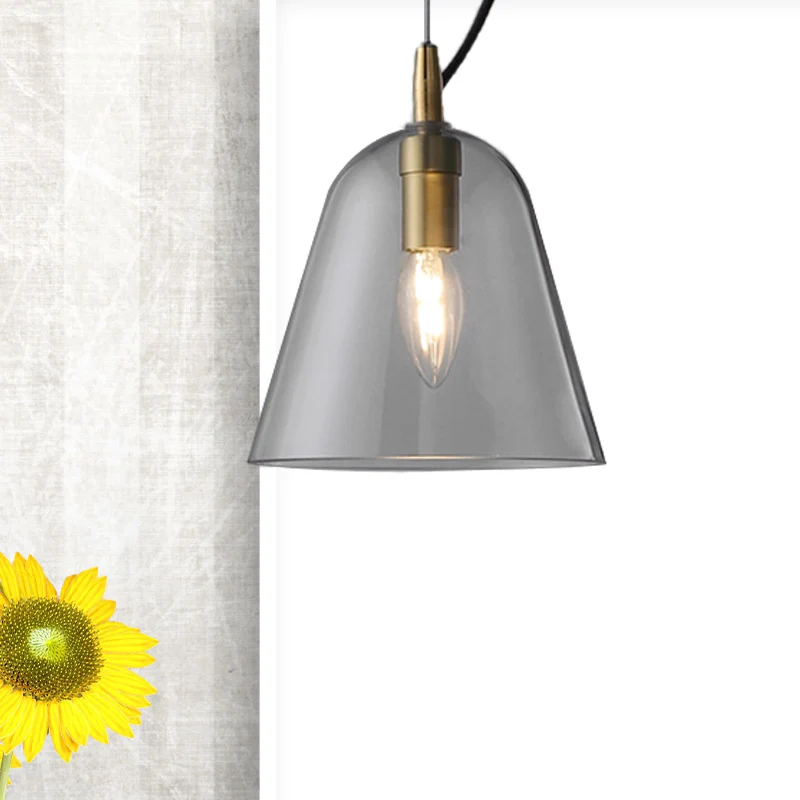 Postmoderne Bell hanglamp helder glas 1 kop badkamer hanglampset messing Clearhalo