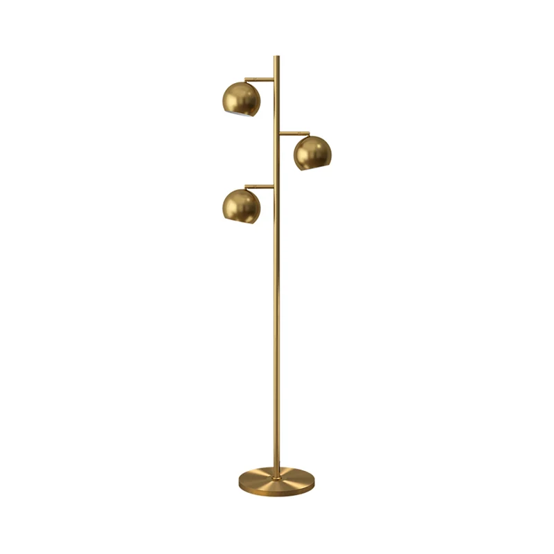 Postmoderne bolboom vloerverlichting metalen 3-lichts salonlamp goud Clearhalo