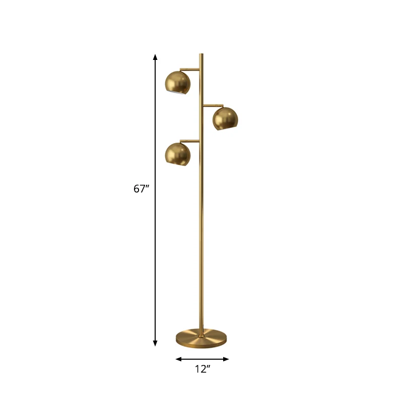 Postmoderne bolboom vloerverlichting metalen 3-lichts salonlamp goud Clearhalo