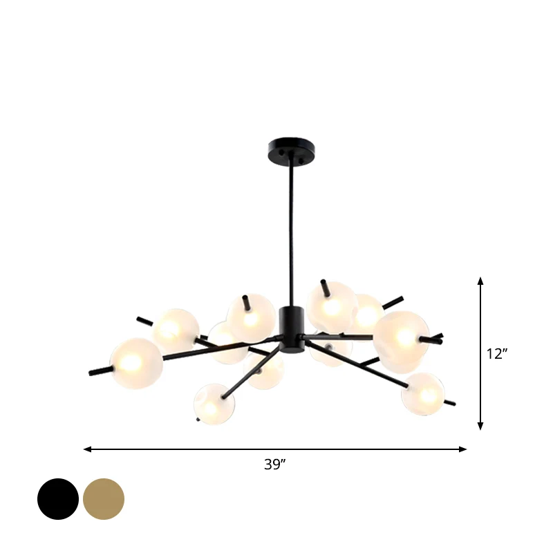Postmoderne Bubble hanglamp 12/15 lichts matglazen hangende kroonluchter zwart/goud Clearhalo