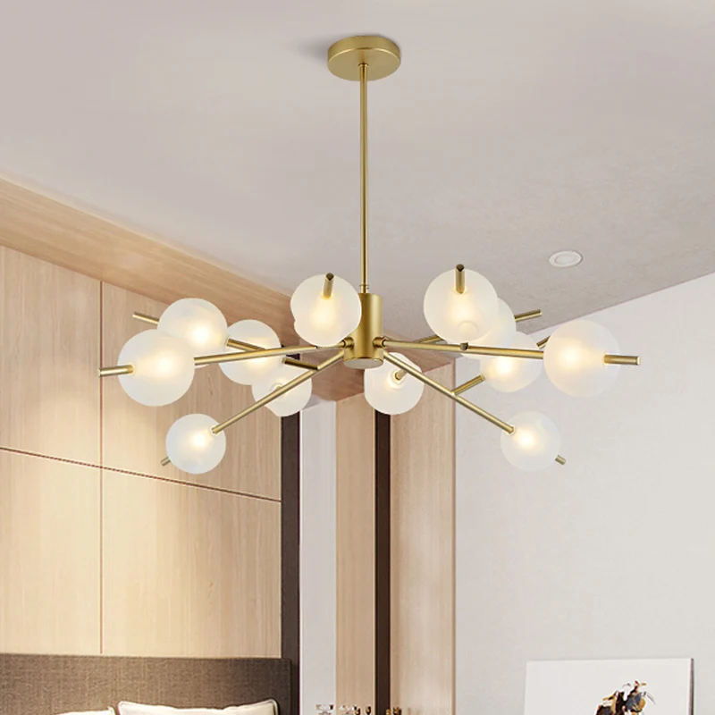 Postmoderne Bubble hanglamp 12/15 lichts matglazen hangende kroonluchter zwart/goud Clearhalo