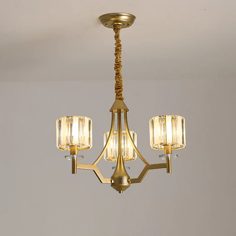 Postmoderne cilinderkroonluchterlamp 3/6 lampen Prismatische kristallen hanglamp goud Clearhalo