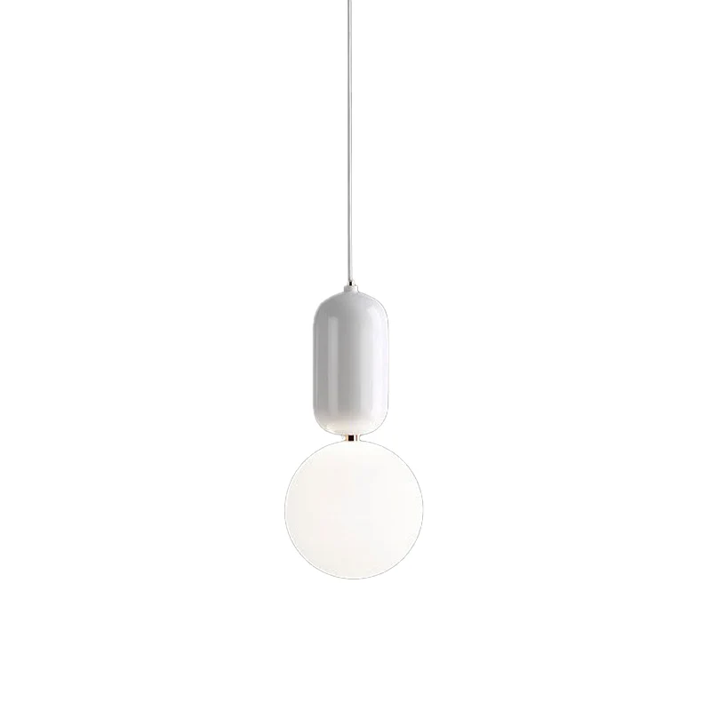 Postmoderne hanglamp, wit/goud, capsule-plafondhanglamp met melkachtige bolglazen kap, diameter 6"/8"/12" Clearhalo