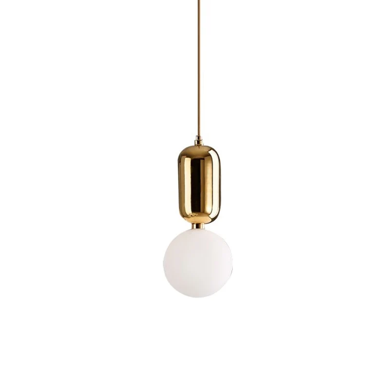 Postmoderne hanglamp, wit/goud, capsule-plafondhanglamp met melkachtige bolglazen kap, diameter 6"/8"/12" Clearhalo