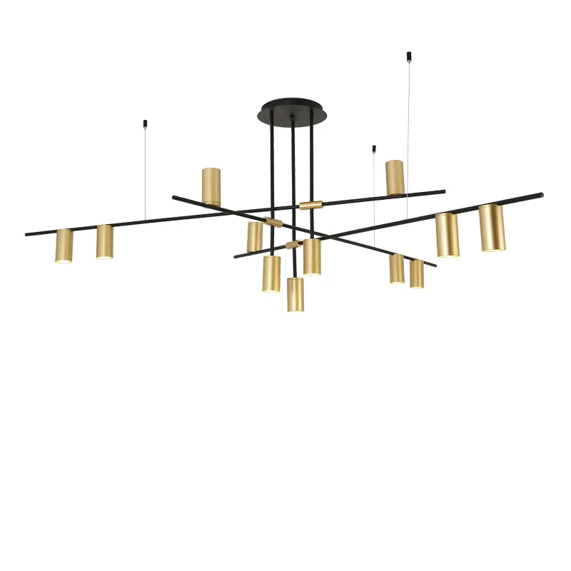 Postmoderne kroonluchter met kruisarm, metalen woonkamerspot, hanglamp zwart en goud Clearhalo