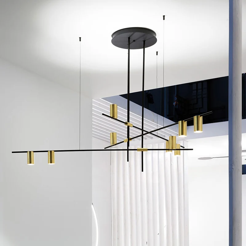 Postmoderne kroonluchter met kruisarm, metalen woonkamerspot, hanglamp zwart en goud Clearhalo