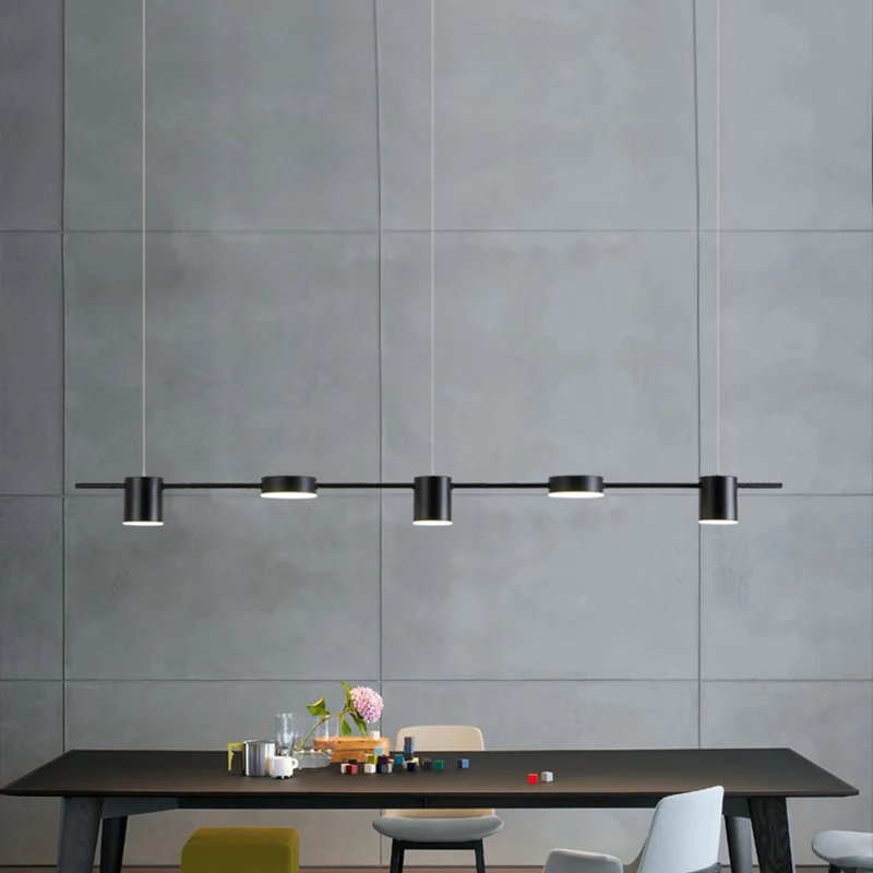 Postmoderne lineaire LED-hanglamp metalen eetkamer hangend eilandlicht Clearhalo