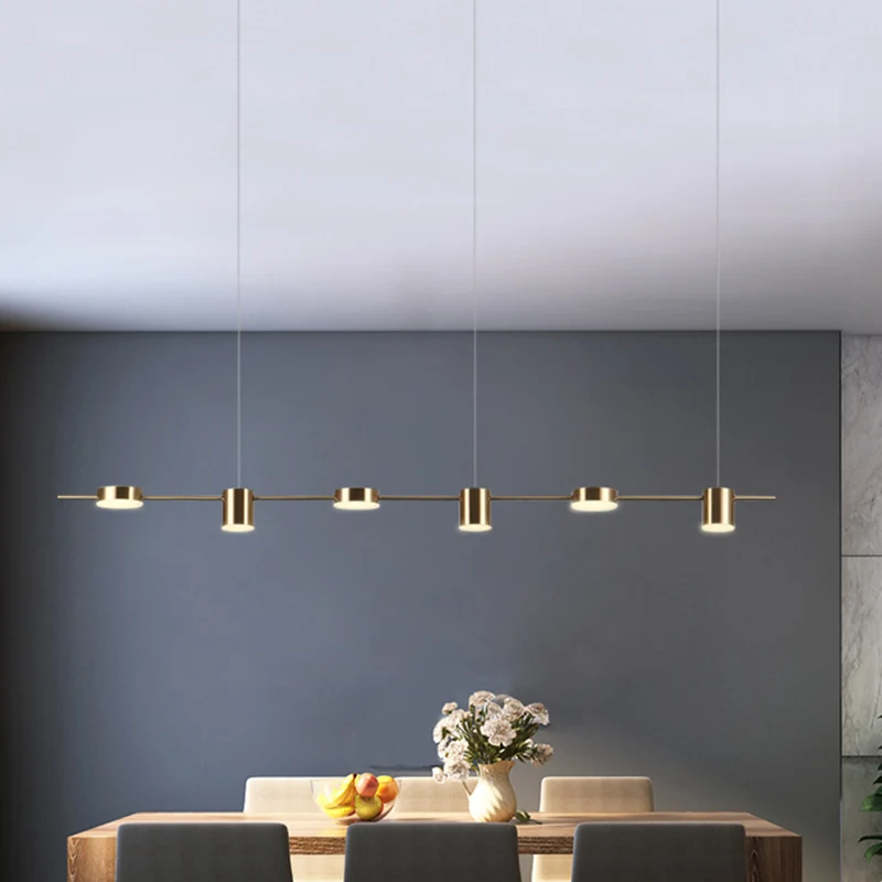 Postmoderne lineaire LED-hanglamp metalen eetkamer hangend eilandlicht Clearhalo