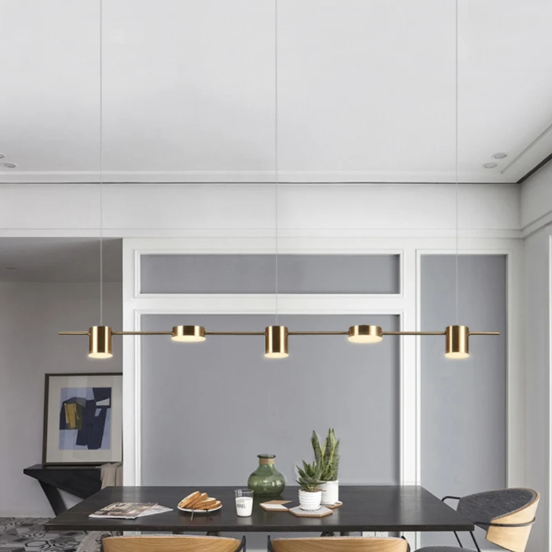 Postmoderne lineaire LED-hanglamp metalen eetkamer hangend eilandlicht Clearhalo