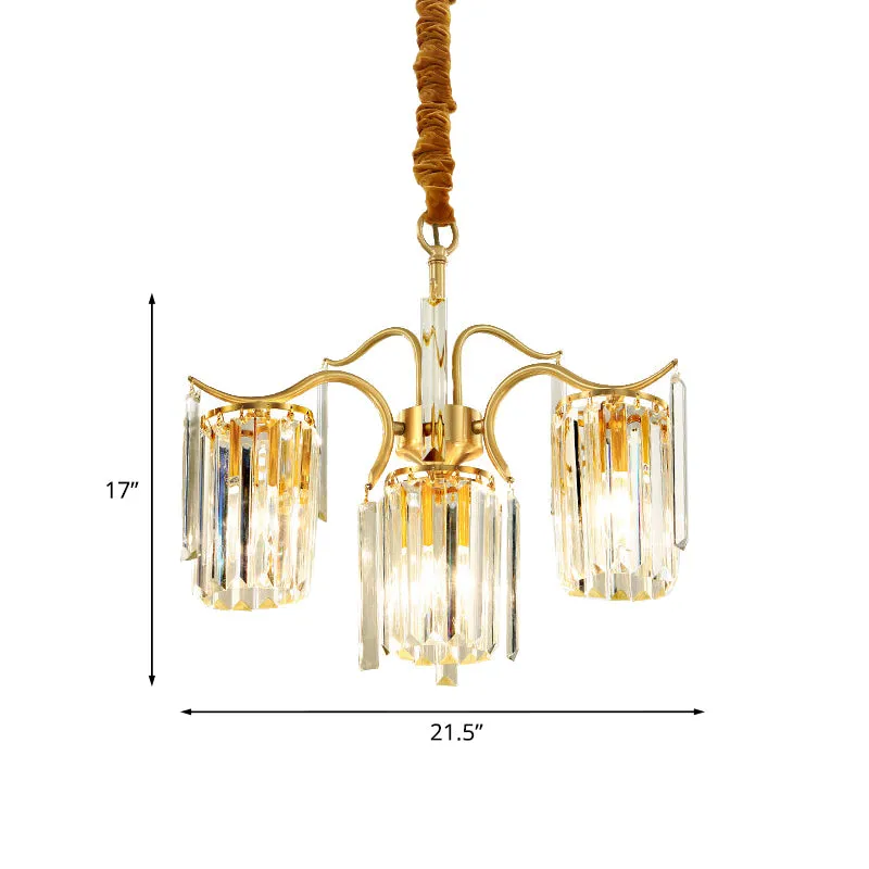 Postmoderne messing kristallen prismakroonluchter met 4 lampen boven de eettafel Clearhalo