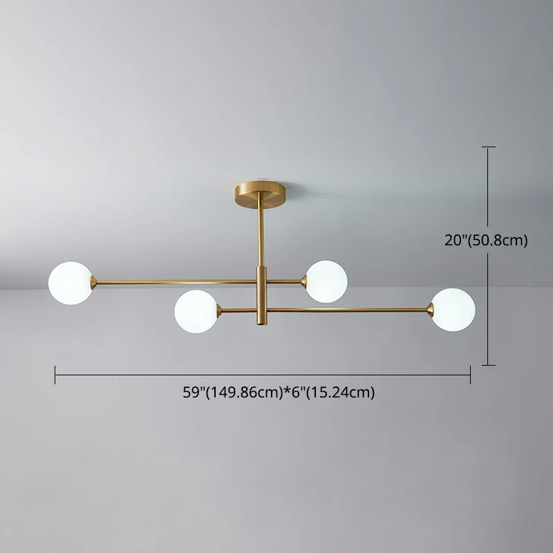 Postmoderne metalen hangende kroonluchter, lichte glazen kap plafondkroonluchter goud voor woonkamer Clearhalo