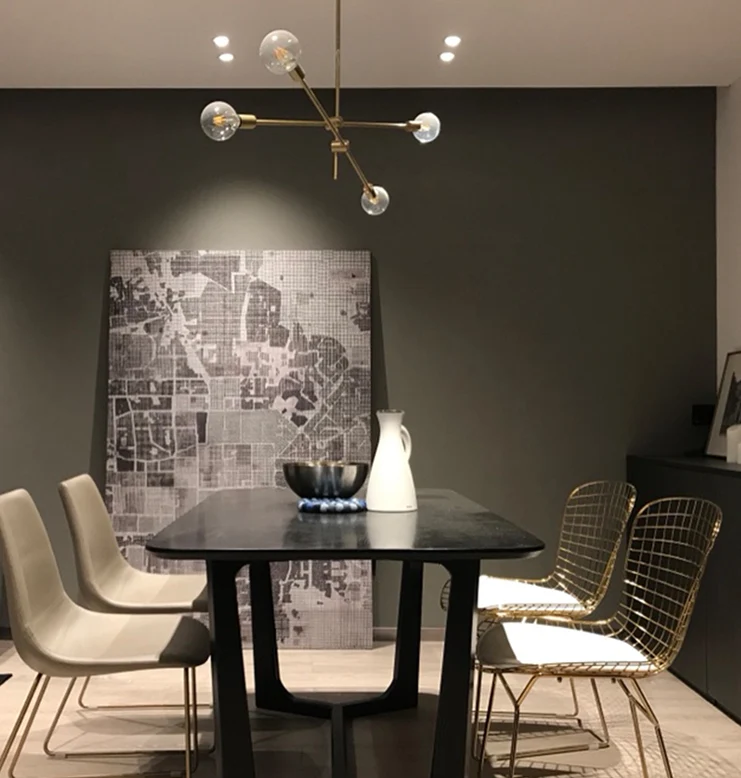 Postmoderne metalen hangende kroonluchter, lichte glazen kap plafondkroonluchter goud voor woonkamer Clearhalo