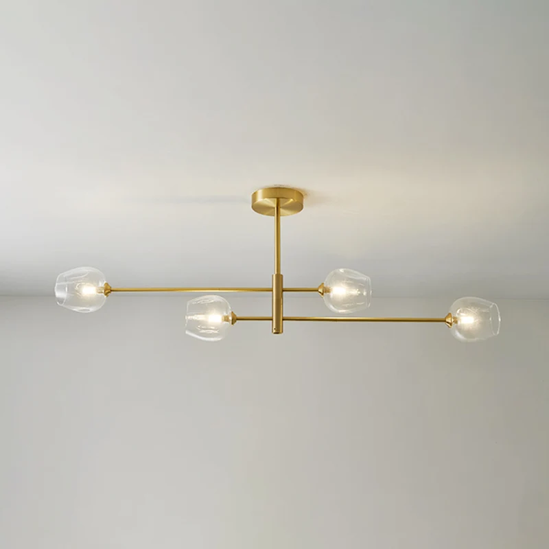 Postmoderne metalen hangende kroonluchter, lichte glazen kap plafondkroonluchter goud voor woonkamer Clearhalo