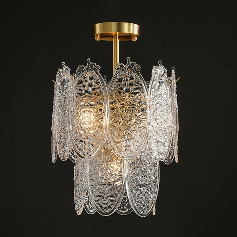 Postmoderne ovale kroonluchter hanglamp getextureerd glas woonkamer hanglamp goud Clearhalo