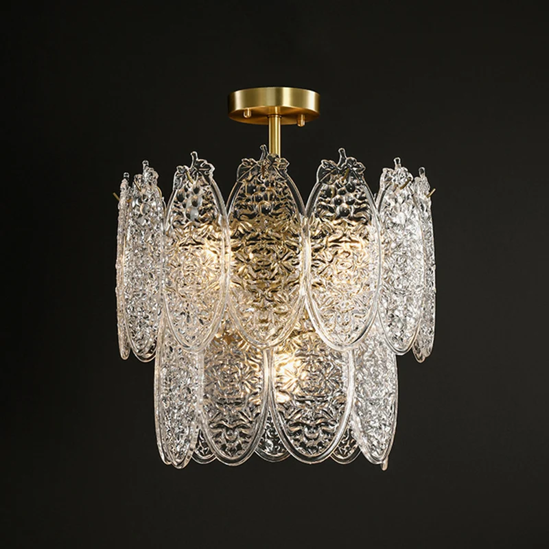 Postmoderne ovale kroonluchter hanglamp getextureerd glas woonkamer hanglamp goud Clearhalo