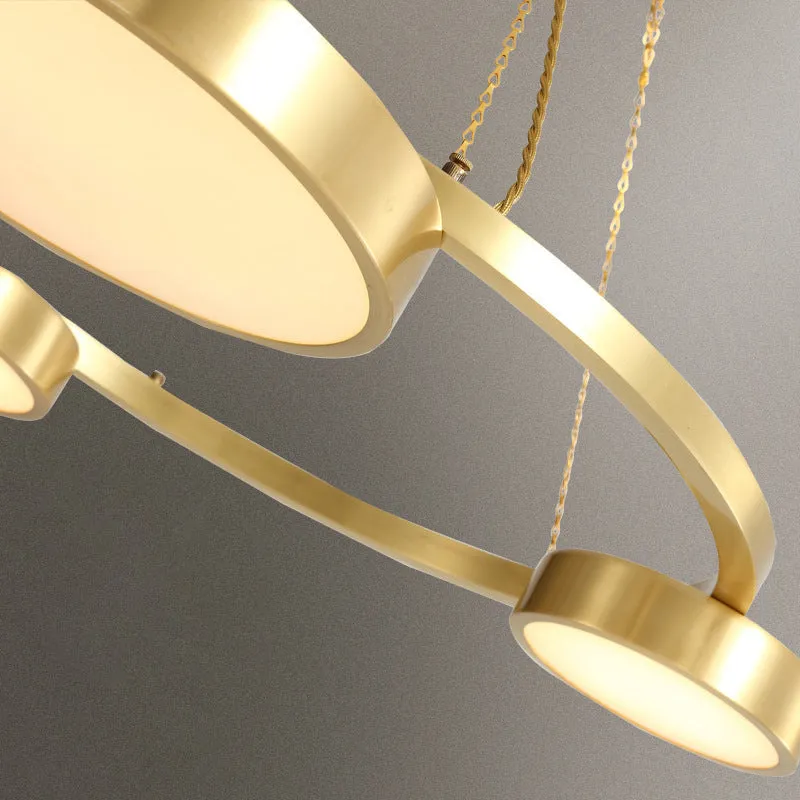 Postmoderne ronde hanglamp metaal 3-lichts eetkamer plafondkroonluchter messing Clearhalo