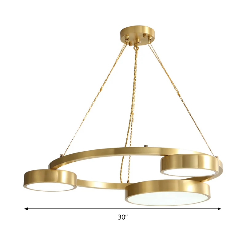 Postmoderne ronde hanglamp metaal 3-lichts eetkamer plafondkroonluchter messing Clearhalo