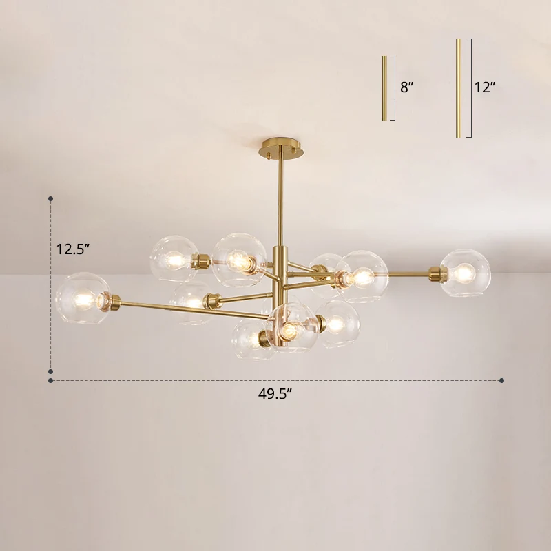 Postmoderne Spoetnik-kroonluchterlamp Glazen woonkamer Hangende plafondlamp Clearhalo