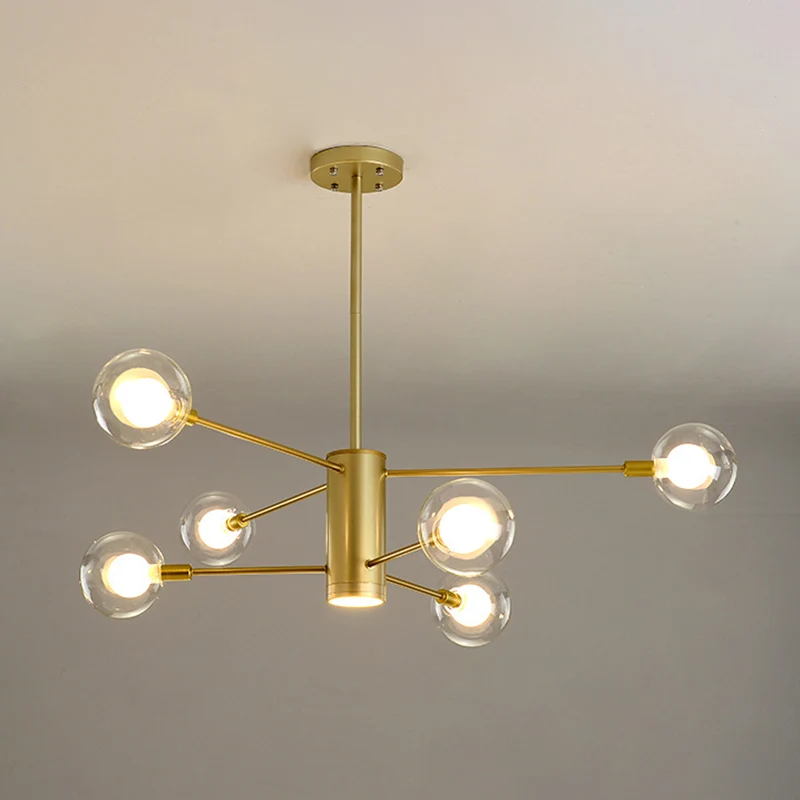 Postmoderne Starburst hangende kroonluchter, lichte, heldere bolvormige glazen plafondkroonluchter voor de woonkamer Clear...