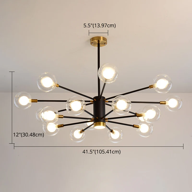 Postmoderne Starburst hangende kroonluchter, lichte, heldere bolvormige glazen plafondkroonluchter voor de woonkamer Clear...