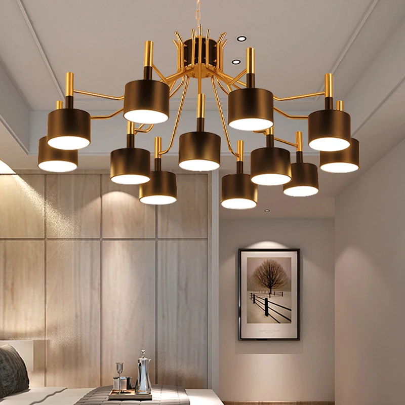 Postmoderne Starburst-plafondlamp metaal 12/15 koppen zwart/witte kroonluchterverlichting voor woonkamer Clearhalo