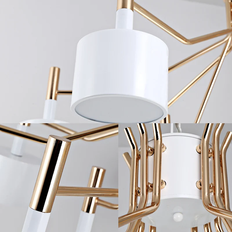 Postmoderne Starburst-plafondlamp metaal 12/15 koppen zwart/witte kroonluchterverlichting voor woonkamer Clearhalo