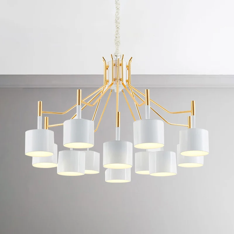 Postmoderne Starburst-plafondlamp metaal 12/15 koppen zwart/witte kroonluchterverlichting voor woonkamer Clearhalo