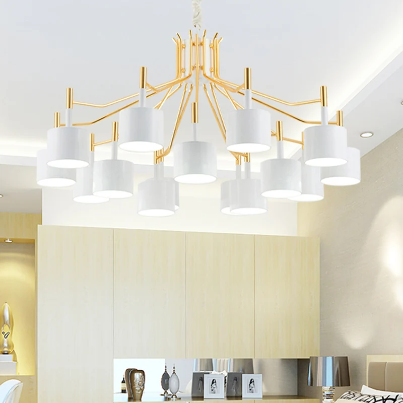Postmoderne Starburst-plafondlamp metaal 12/15 koppen zwart/witte kroonluchterverlichting voor woonkamer Clearhalo
