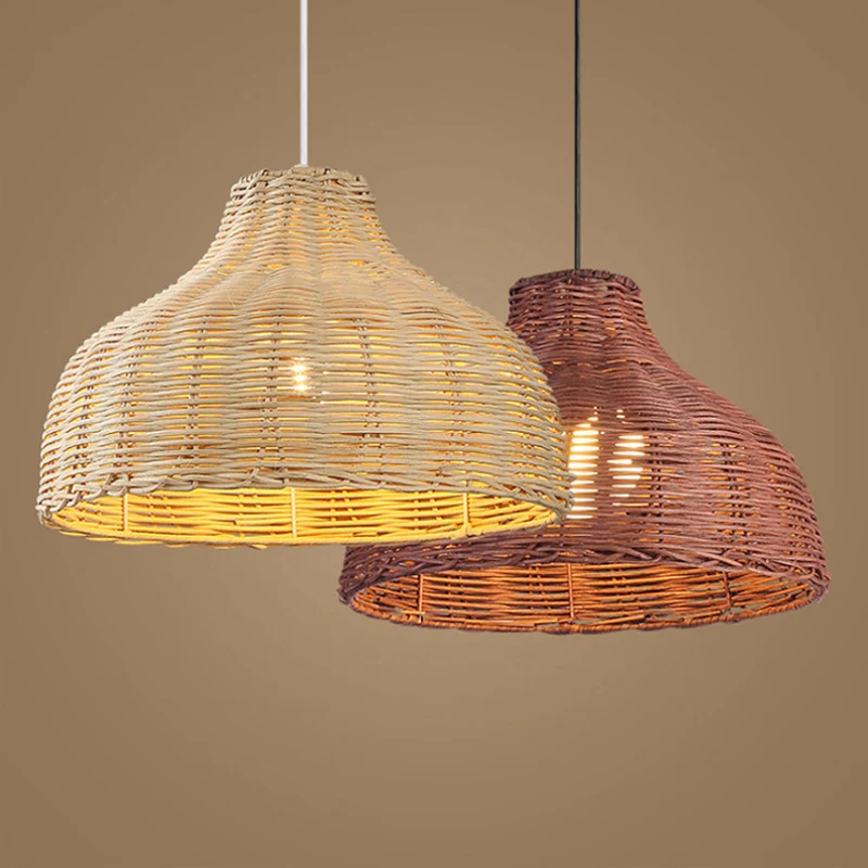Pot Cover Restaurant Plafondlamp Rotan 1 Lamp Hanglamp Aziatische stijl Clearhalo