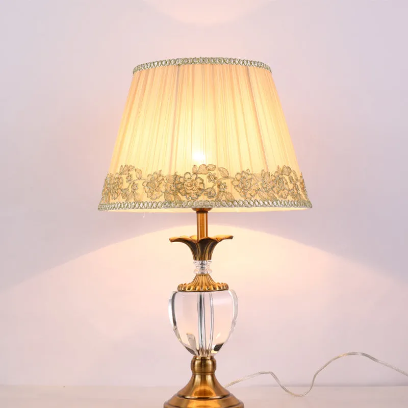 Potvorm Taakverlichting Modernisme Handgeslepen kristal 1 lamp Kleine bureaulamp beige Clearhalo