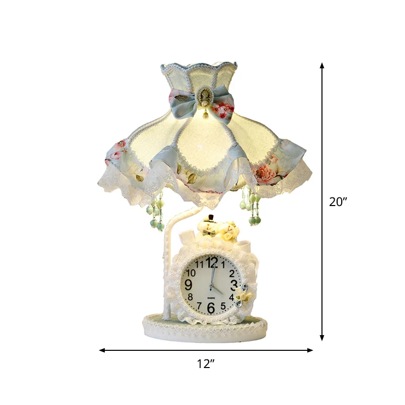 Prinsessenjurk Nachtkastje Licht Kinderstof 1 Lamp Woonkamer Nachtkastje Lamp Aqua met Klok Clearhalo